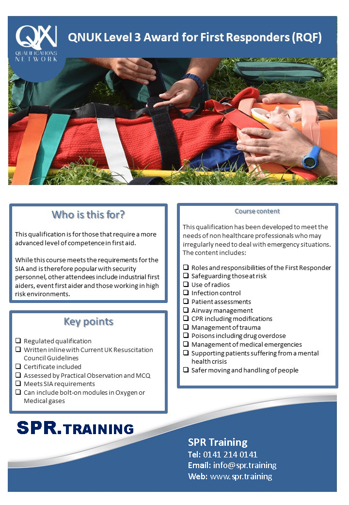 L3: Award For First Responders (Rqf) 1 Level 3 fFR