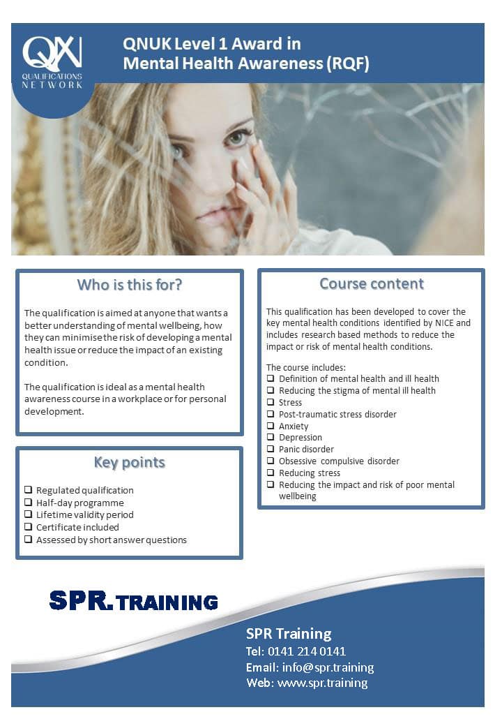 L1: Mental Health Awareness (½ Day) 1 l1 mental health