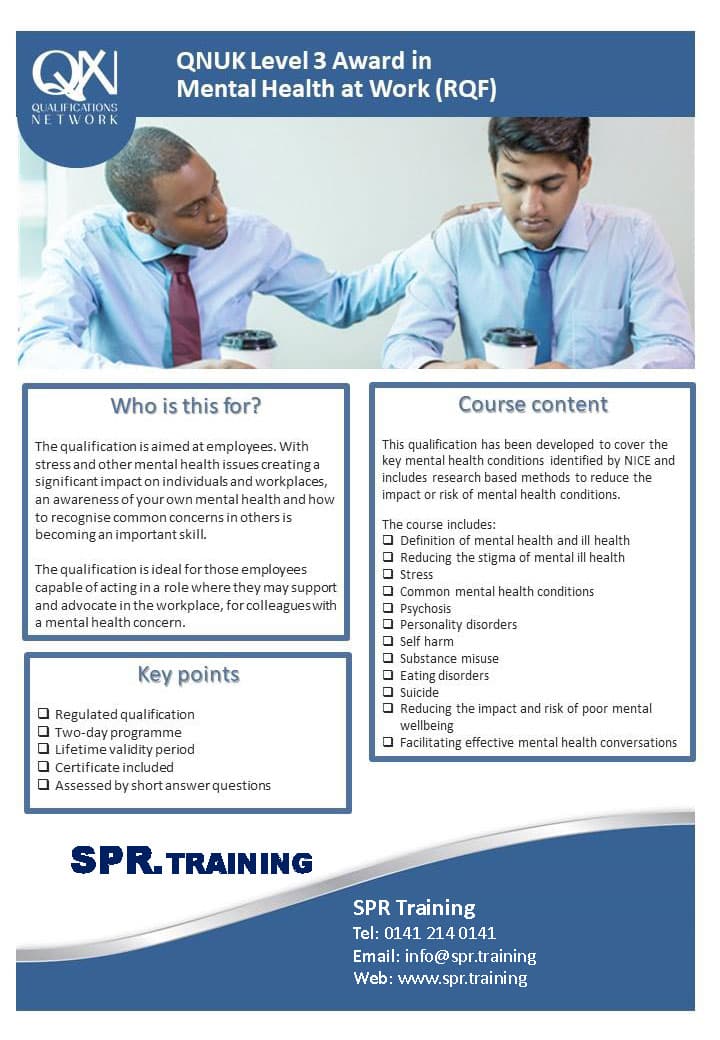 Mental Health Courses 5 Level 3: Mental Health at Work